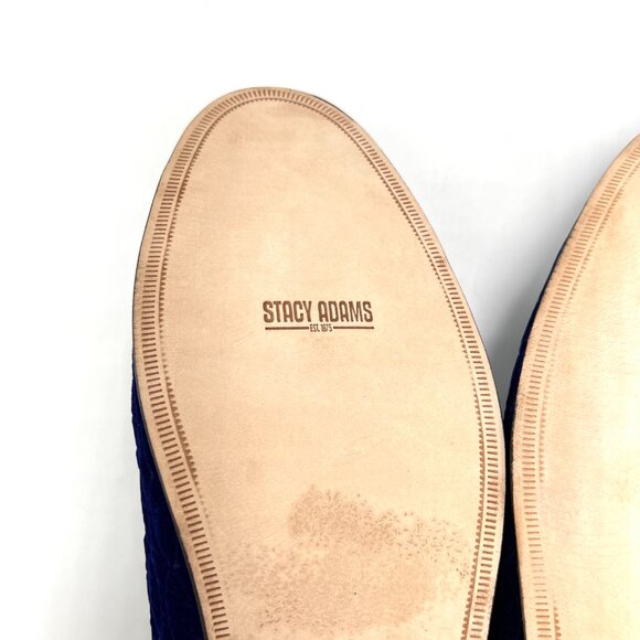 Stacy Adams Mens‎ 13 M Blue Velvet Quilted Slip On Horsebit Loafers Dress Shoes - Picture 10 of 13